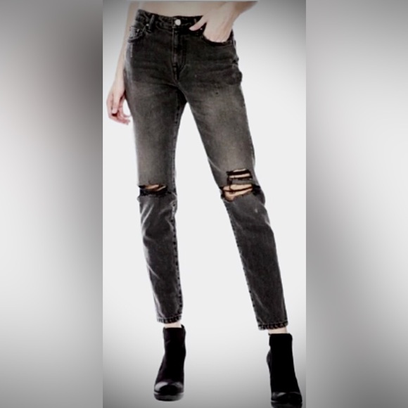 John Elliott Charlotte Sonic 100% cotton destructed Jeans Dark Grey Size 26 NWT - Picture 1 of 12
